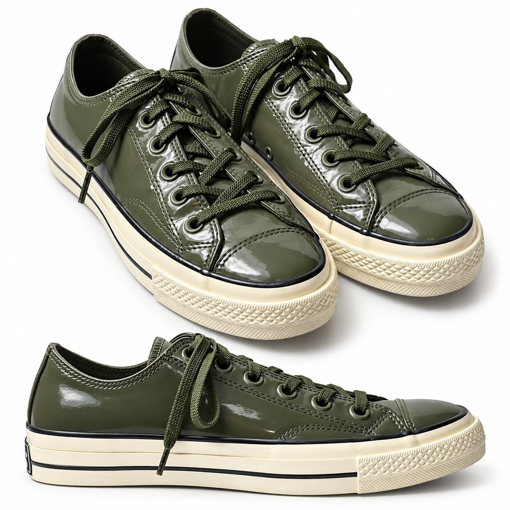 CONVERSE Chuck 70 Patent Leather Low-Top Ox Sneaker Men/7 Women/9 Utility Green